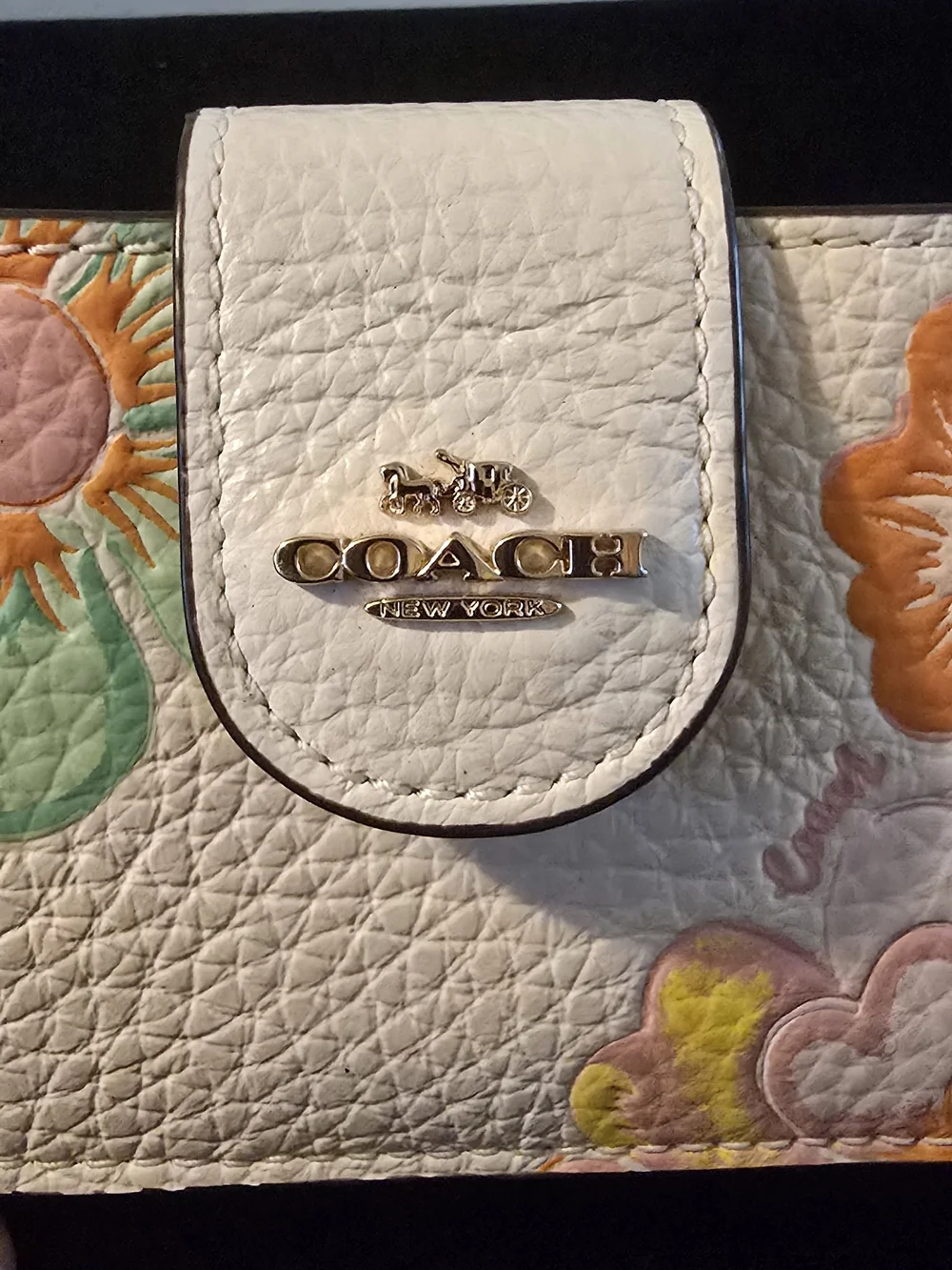 Coach Floral Embossed White Leather Wallet